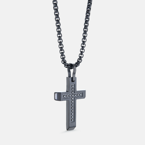 Black Cross Pendant Necklace