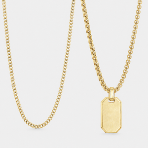 Cuban & Dogtag Set (Gold)