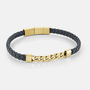 6mm Curb Chain Leather Bracelet
